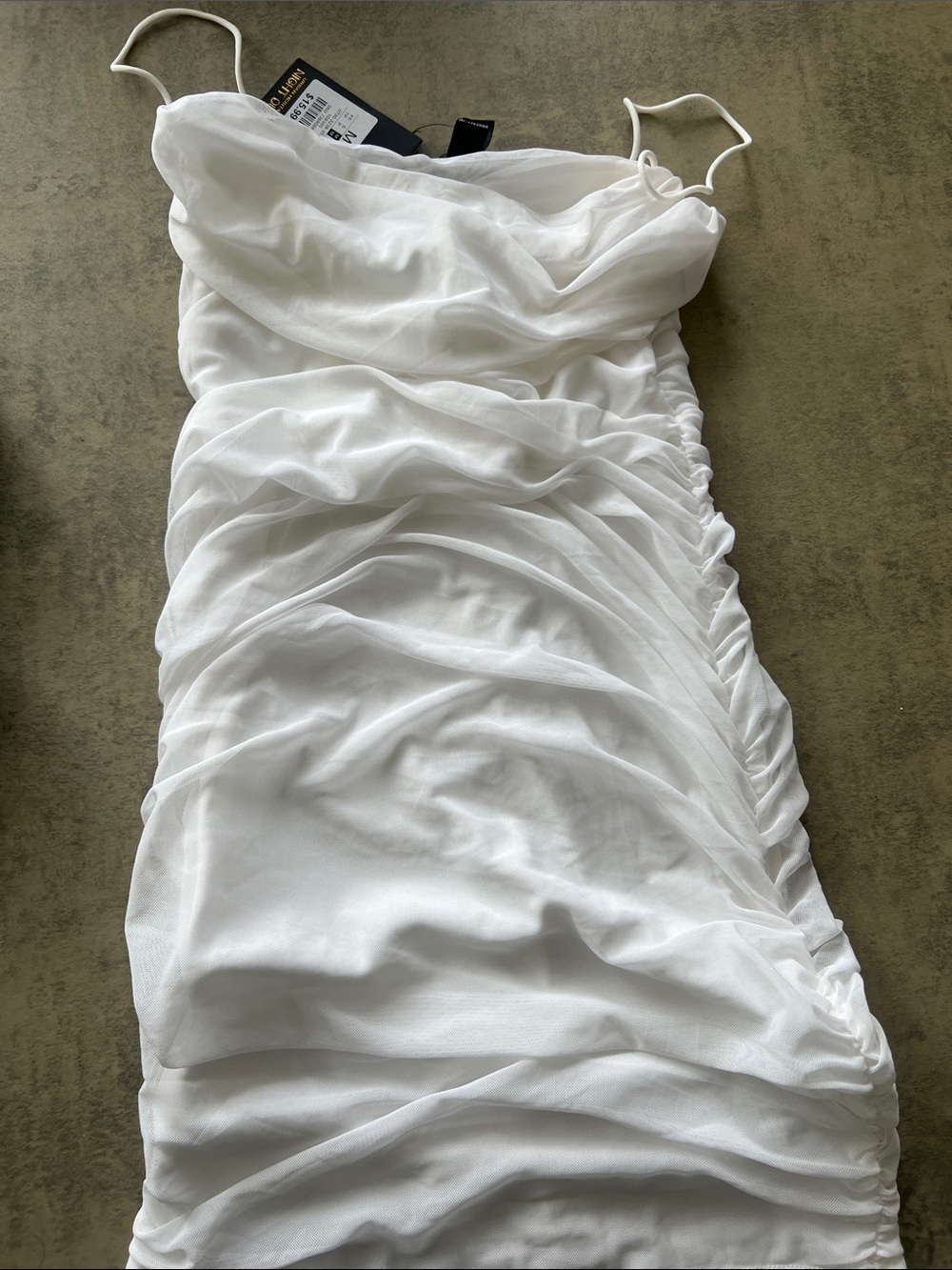Urban Planet White Ruched Midi Dress